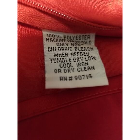 Gently Worn Womens Size L MSK Red ShinyDouble Ruffle Button Front V-Neck Blouse - Picture 5 of 5